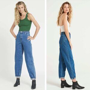NEW ROLLA'S Genie Jean Ashley Blue High Rise 80s Style Balloon Leg Rigid Denim